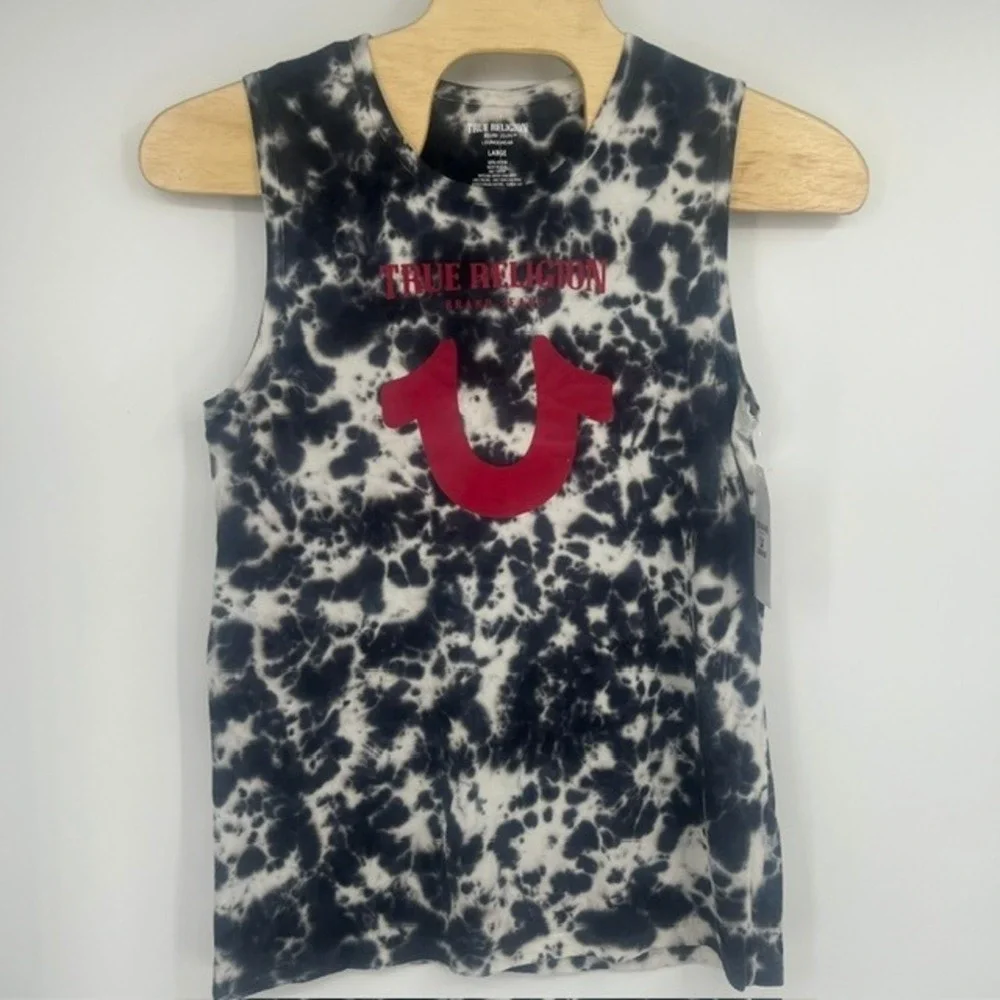 NWT True Religion Blue Tie Dye Loungewear Tank Top Shirt Size Large